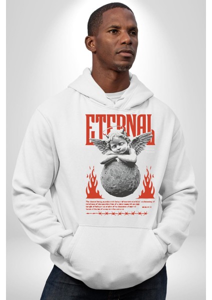 Sonsuz Şeytan Bebek Adalet Öncelikleri Kadın Erkek Baskılı Üç Iplik Beyaz Kapüşonlu Hodie Sweatshirt indirimleri