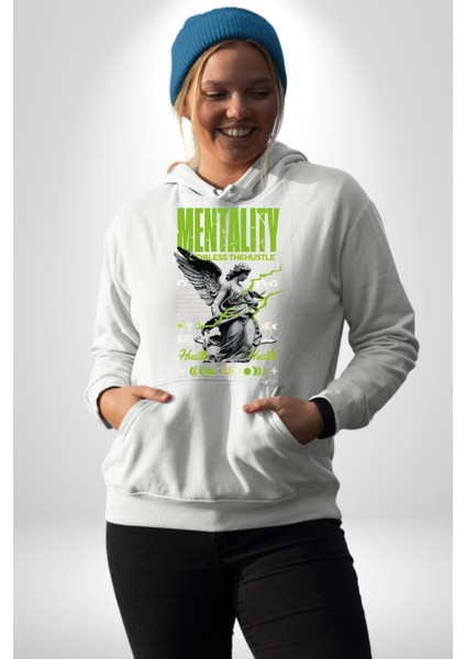 Zihniyet Yunan Kadın Kanatlı Heykel Kadın Erkek Baskılı Üç Iplik Beyaz Kapüşonlu Hodie Sweatshirt modelleri