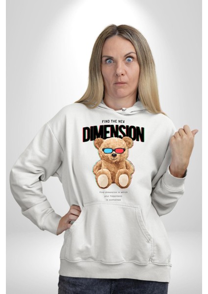 Yeni Boyutu Bul Tatlı Oyuncak Ayı Kadın Erkek Baskılı Üç Iplik Beyaz Kapüşonlu Hodie Sweatshirt