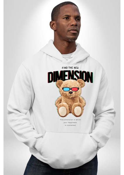 Yeni Boyutu Bul Tatlı Oyuncak Ayı Kadın Erkek Baskılı Üç Iplik Beyaz Kapüşonlu Hodie Sweatshirt fırsatları