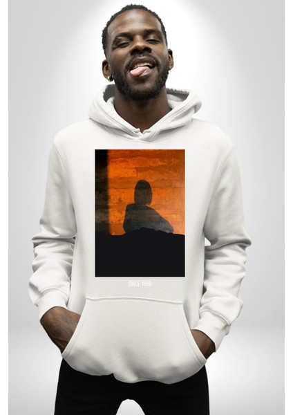 Yaz Akşamı Retro Tarz Kadın Erkek Baskılı Üç Iplik Beyaz Kapüşonlu Hodie Sweatshirt modelleri