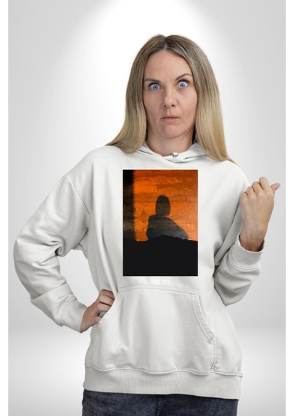 Yaz Akşamı Retro Tarz Kadın Erkek Baskılı Üç Iplik Beyaz Kapüşonlu Hodie Sweatshirt fırsatları