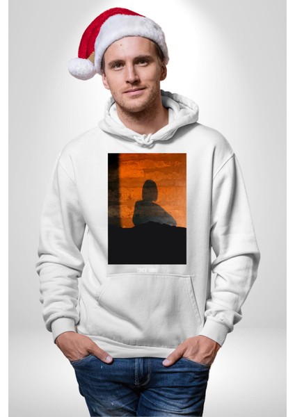 Yaz Akşamı Retro Tarz Kadın Erkek Baskılı Üç Iplik Beyaz Kapüşonlu Hodie Sweatshirt indirimleri