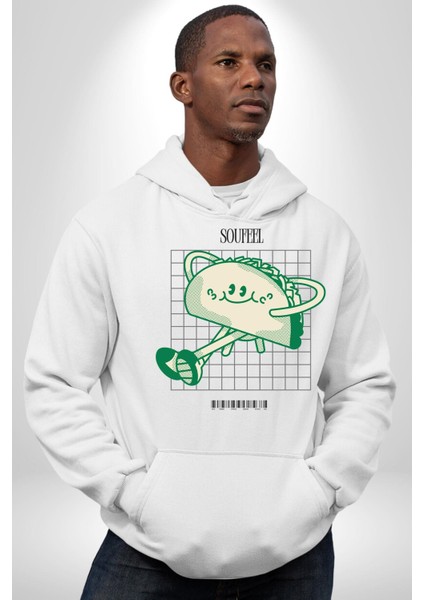 Sokak Tarzı Tako Modern Tasarım Kadın Erkek Baskılı Üç Iplik Beyaz Kapüşonlu Hodie Sweatshirt indirimleri