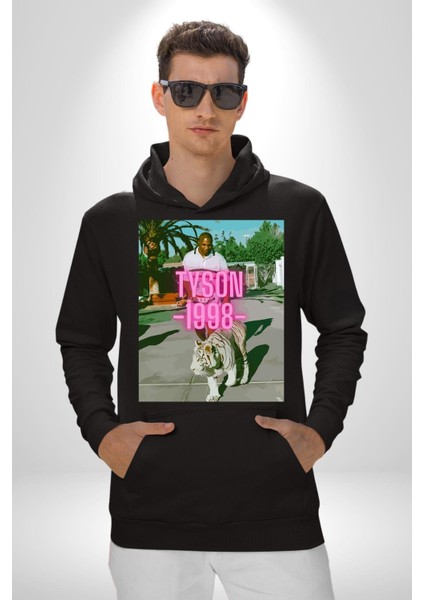 Mike Tyson Boks Efsanesi Kadın Erkek Baskılı Üç Iplik Siyah Kapüşonlu Hodie Sweatshirt fırsatları