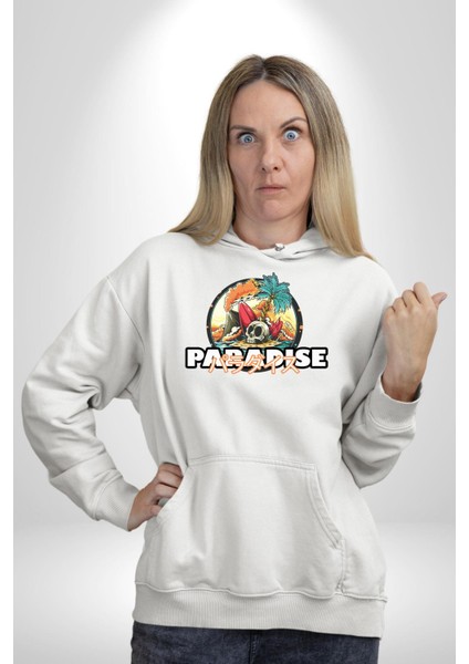 Cennet Iskelet Adam Ada Kadın Erkek Baskılı Üç Iplik Beyaz Kapüşonlu Hodie Sweatshirt fırsatları