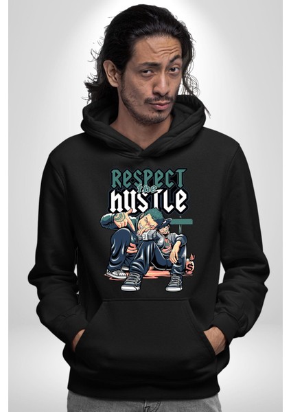 Koşuşturmaya Saygı Duy Kadın Erkek Baskılı Üç Iplik Siyah Kapüşonlu Hodie Sweatshirt fiyatları