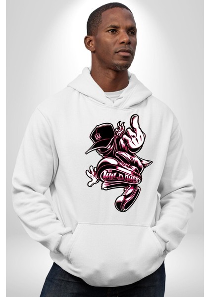 Vahşi Olanlar Sokak Tarzı Kadın Erkek Baskılı Üç Iplik Beyaz Kapüşonlu Hodie Sweatshirt modelleri