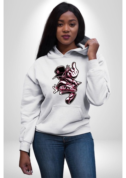 Vahşi Olanlar Sokak Tarzı Kadın Erkek Baskılı Üç Iplik Beyaz Kapüşonlu Hodie Sweatshirt indirimleri