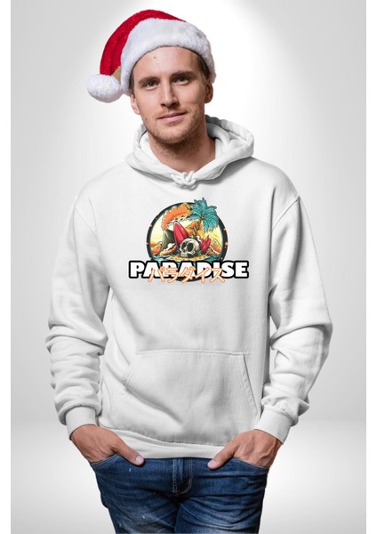 Cennet Iskelet Adam Ada Kadın Erkek Baskılı Üç Iplik Beyaz Kapüşonlu Hodie Sweatshirt indirimleri