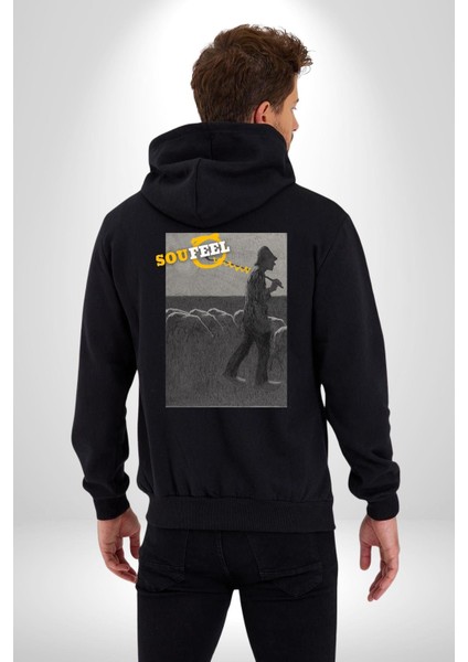 Modern Sanat Çoban Tasarımı Kadın Erkek Baskılı Fermuarlı Kapüşonlu Hırka Sweatshirt