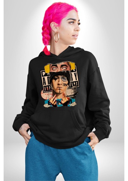 Eminem Rap Tanrısı Kadın Erkek Baskılı Üç Iplik Siyah Kapüşonlu Hodie Sweatshirt fırsatları