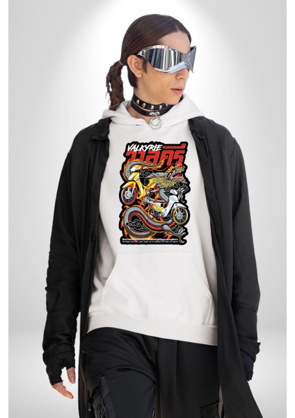 Motorcu Çetesi Çin Ejderhası Kadın Erkek Baskılı Üç Iplik Beyaz Kapüşonlu Hodie Sweatshirt modelleri
