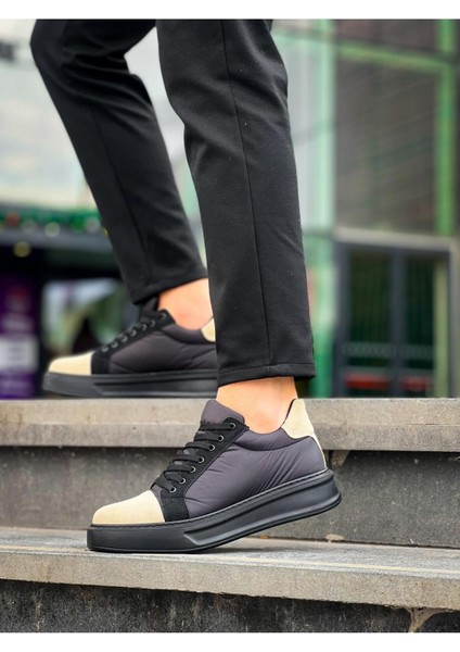 Erkek AYAKKABIKB-X46 Kuback Siyah Bej Yüksek Siyah Taban Günlük Spor Ayakkabı fiyatları