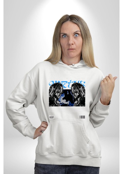 Uzay Karakteri Sokak Tarzı Kadın Erkek Baskılı Üç Iplik Beyaz Kapüşonlu Hodie Sweatshirt fiyatları