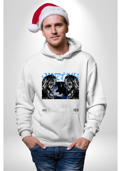 Uzay Karakteri Sokak Tarzı Kadın Erkek Baskılı Üç Iplik Beyaz Kapüşonlu Hodie Sweatshirt modelleri