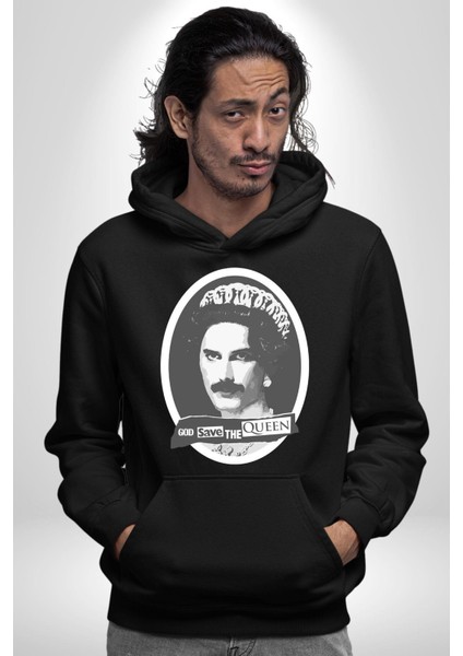 Tanrı Queen I Korusun Freddie Mercury Kadın Erkek Baskılı Üç Iplik Siyah Kapüşonlu Hodie Sweatshirt fırsatları