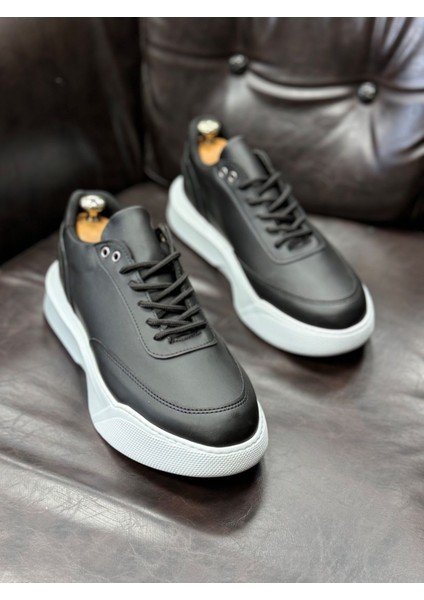 BA0354 Günlük Bağcıklı Erkek Yüksek Taban Siyah Spor Ayakkabı