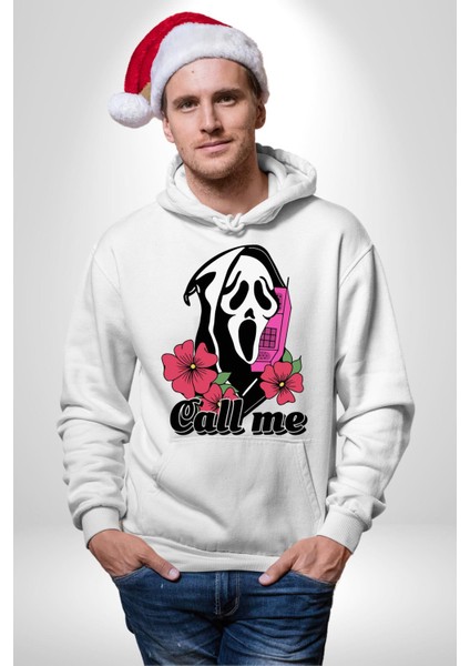 Ara Beni Çığlık Karakteri Kadın Erkek Baskılı Üç Iplik Beyaz Kapüşonlu Hodie Sweatshirt fiyatları