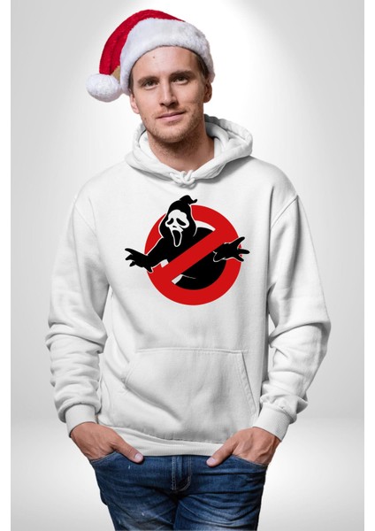 Hayalet Avcıları Korku Karakteri Çığlık Kadın Erkek Baskılı Üç Iplik Beyaz Kapüşonlu Hodie Sweatshirt modelleri