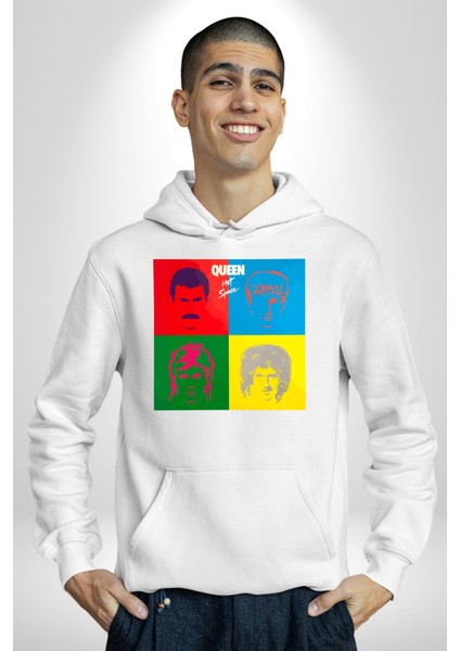 Queen Bohemian Rhapsody Efsane Rock Kadın Erkek Baskılı Üç Iplik Beyaz Kapüşonlu Hodie Sweatshirt fırsatları