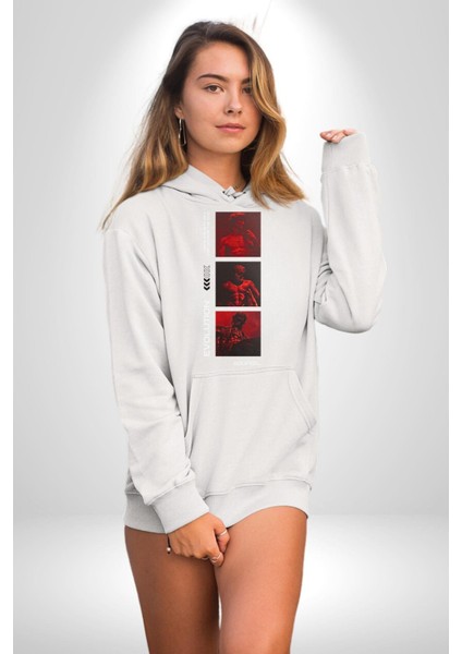 Yunan Tarihi Evrimi Kadın Erkek Baskılı Üç Iplik Beyaz Kapüşonlu Hodie Sweatshirt fırsatları