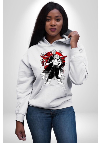 Tokyo Ravengers Japon Anime Kadın Erkek Baskılı Üç Iplik Beyaz Kapüşonlu Hodie Sweatshirt modelleri