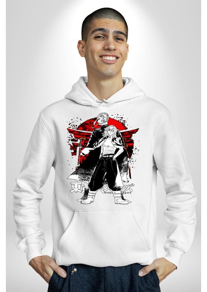 Tokyo Ravengers Japon Anime Kadın Erkek Baskılı Üç Iplik Beyaz Kapüşonlu Hodie Sweatshirt fırsatları
