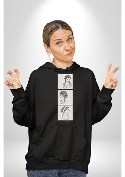 Kendi Ilhamınız Olun Roma Kadın Erkek Baskılı Üç Iplik Siyah Kapüşonlu Hodie Sweatshirt indirimleri