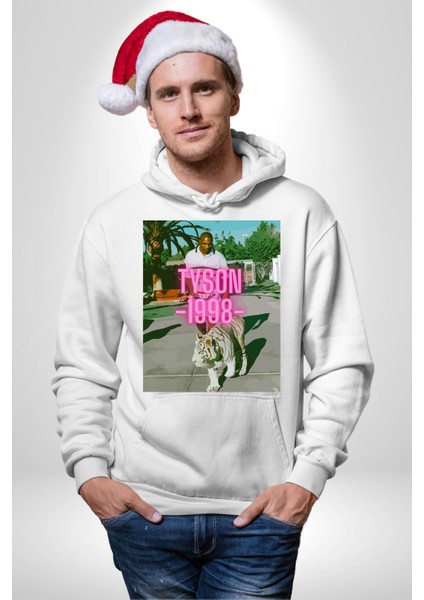Mike Tyson Boks Efsanesi Kadın Erkek Baskılı Üç Iplik Beyaz Kapüşonlu Hodie Sweatshirt modelleri
