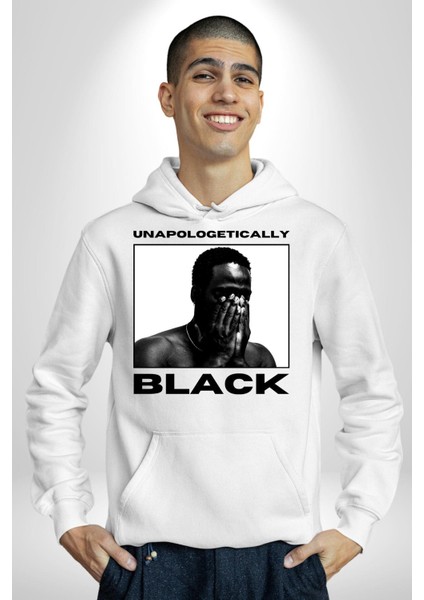 Eşitlik Özür Dilemeden Kadın Erkek Baskılı Üç Iplik Beyaz Kapüşonlu Hodie Sweatshirt