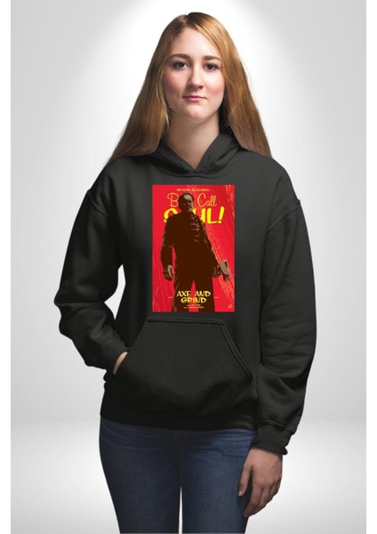 Saul U Ara Tony Dalton Kadın Erkek Baskılı Üç Iplik Siyah Kapüşonlu Hodie Sweatshirt