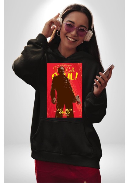 Saul U Ara Tony Dalton Kadın Erkek Baskılı Üç Iplik Siyah Kapüşonlu Hodie Sweatshirt fiyatları