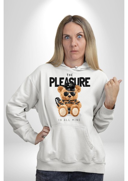 Polis Tatlı Oyuncak Ayı Kadın Erkek Baskılı Üç Iplik Beyaz Kapüşonlu Hodie Sweatshirt fırsatları