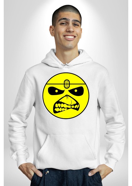 Korkutucu Yüz Ifadeli Seri Katil Kadın Erkek Baskılı Üç Iplik Beyaz Kapüşonlu Hodie Sweatshirt