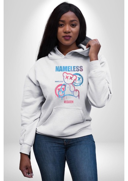 Isimsiz Oyuncak Ayı Kadın Erkek Baskılı Üç Iplik Beyaz Kapüşonlu Hodie Sweatshirt fiyatları