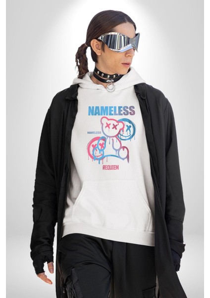 Isimsiz Oyuncak Ayı Kadın Erkek Baskılı Üç Iplik Beyaz Kapüşonlu Hodie Sweatshirt indirimleri