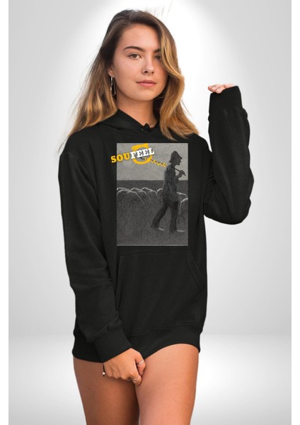 Modern Sanat Çoban Tasarımı Kadın Erkek Baskılı Üç Iplik Siyah Kapüşonlu Hodie Sweatshirt fiyatları