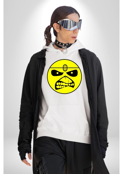 Korkutucu Yüz Ifadeli Seri Katil Kadın Erkek Baskılı Üç Iplik Beyaz Kapüşonlu Hodie Sweatshirt modelleri