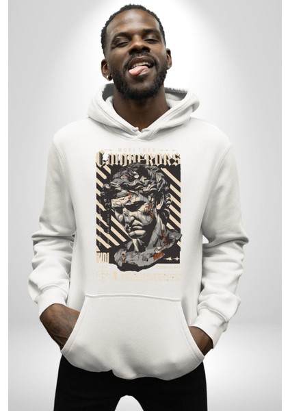 Fatihlerden Daha Fazlası Antik Roma Kadın Erkek Baskılı Üç Iplik Beyaz Kapüşonlu Hodie Sweatshirt fırsatları