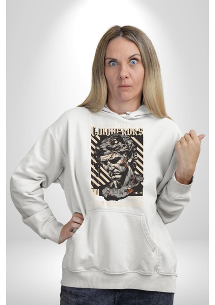 Fatihlerden Daha Fazlası Antik Roma Kadın Erkek Baskılı Üç Iplik Beyaz Kapüşonlu Hodie Sweatshirt indirimleri