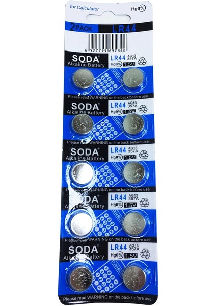 Soda AG13 LR44/357 Alkalin 10'lu Düğme Pil - ARS7799-3243