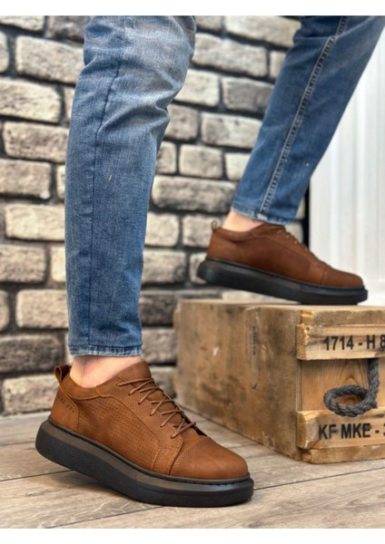 BA0548 Boa Kalın Yüksek Taban Taba Siyah Bağcıklı Spor Erkek Ayakkabı