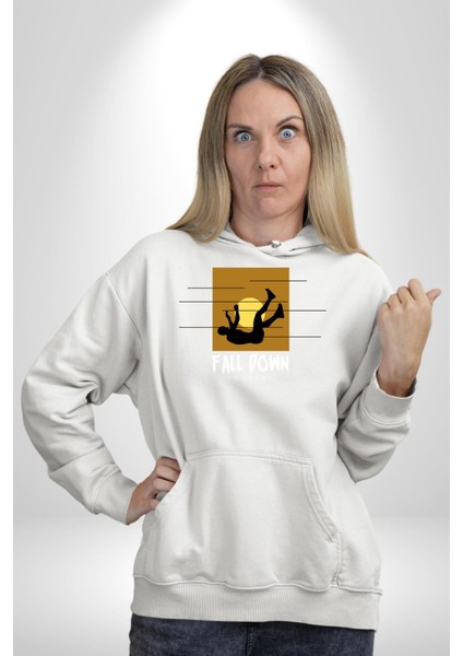 Hayattan Düşüş Sokak Tarzı Kadın Erkek Baskılı Üç Iplik Beyaz Kapüşonlu Hodie Sweatshirt fiyatları