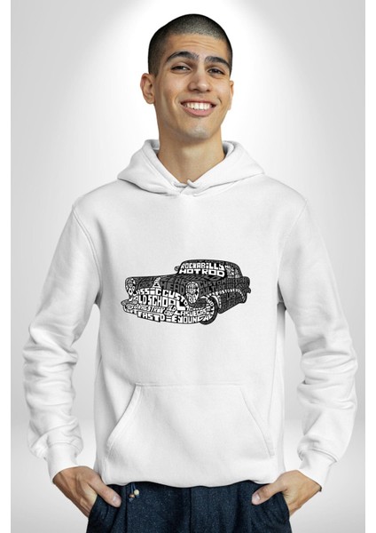 Naber Müdür Kaligram Ingiliz Taksi Kadın Erkek Baskılı Üç Iplik Beyaz Kapüşonlu Hodie Sweatshirt indirimleri