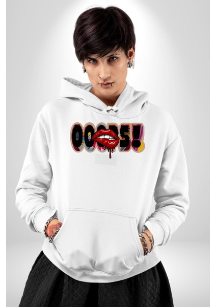 Sexy Dudak Ups Kadın Erkek Baskılı Üç Iplik Beyaz Kapüşonlu Hodie Sweatshirt indirimleri