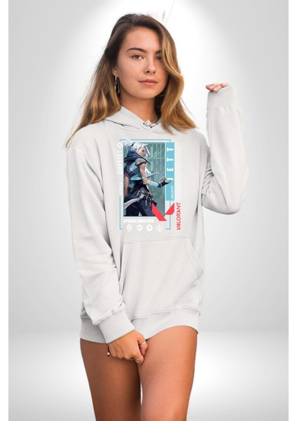 Jett Düellocu Karakter Kadın Erkek Baskılı Üç Iplik Beyaz Kapüşonlu Hodie Sweatshirt fiyatları