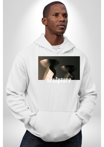 Modern Sanat Heykeller Kadın Erkek Baskılı Üç Iplik Beyaz Kapüşonlu Hodie Sweatshirt fiyatları