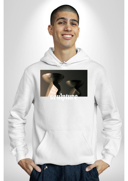 Modern Sanat Heykeller Kadın Erkek Baskılı Üç Iplik Beyaz Kapüşonlu Hodie Sweatshirt indirimleri
