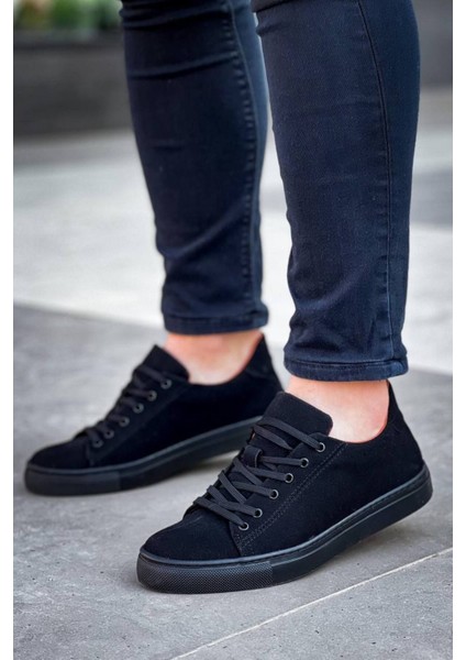 Erkek Ayakkabı Siyah Süet Siyah Yüksek Taban Bağcıklı Günlük Erkek Ayakkabı modelleri